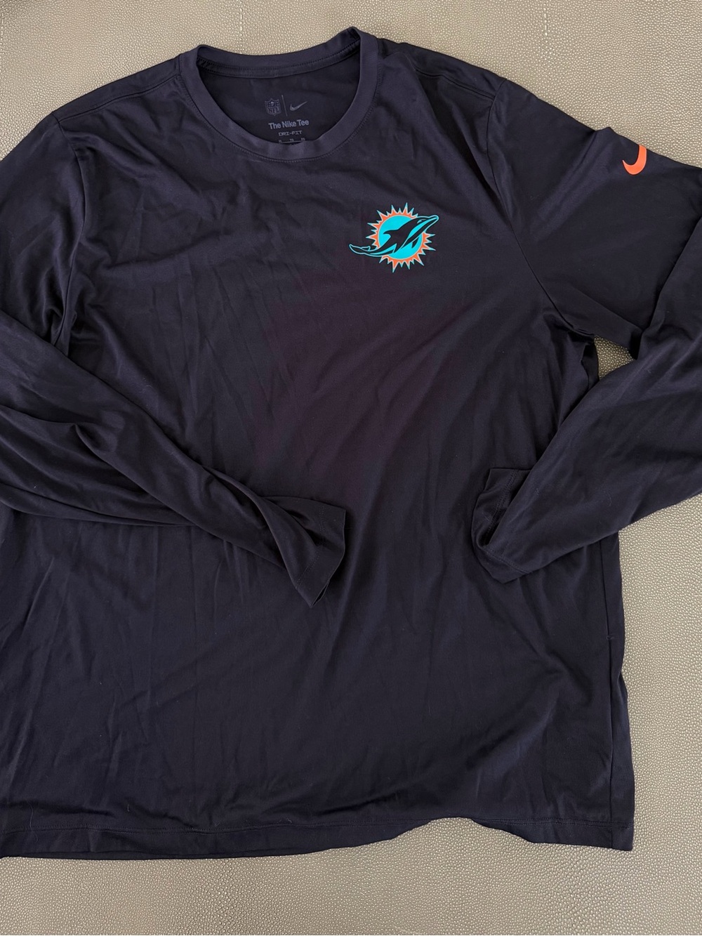 Men’s MIAMI DOLPHINS Pitch Blue Team Issued Long sleeve practice shirt XL